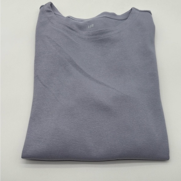 J Jill Ribbed Knit Longline Crewneck Tunic Gray Stretch Jersey Knit Size Small - Picture 10 of 10